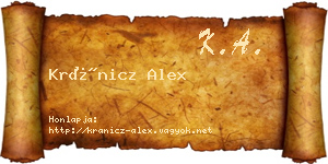 Kránicz Alex névjegykártya